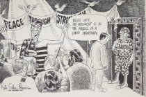 Buzz off, the President is in the middle of a photo opportunity